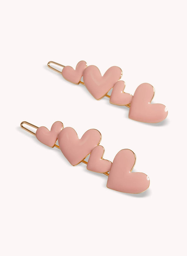 Heart Enamel Clip - Color: Pink Rose